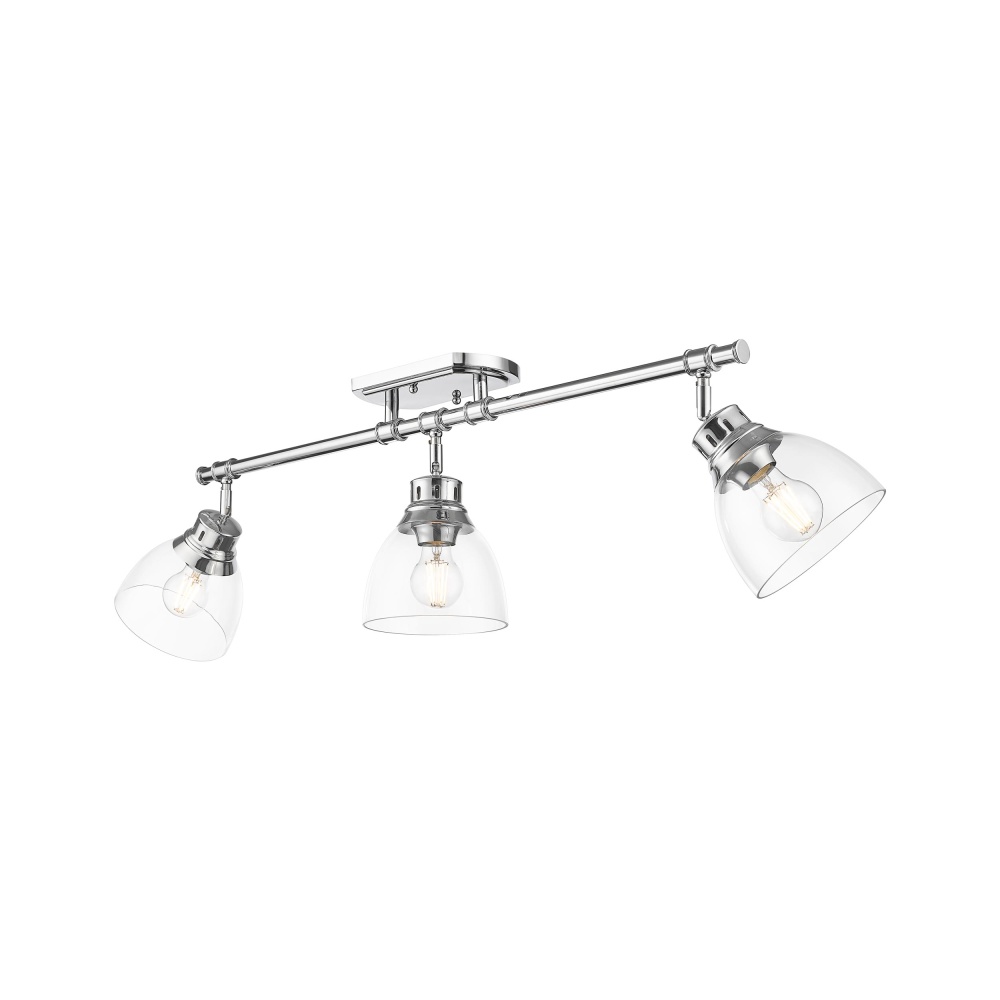 Yep by Golden Lighting Duncan 3-light Semi-Flush Mount in Chrome and Clear Glass